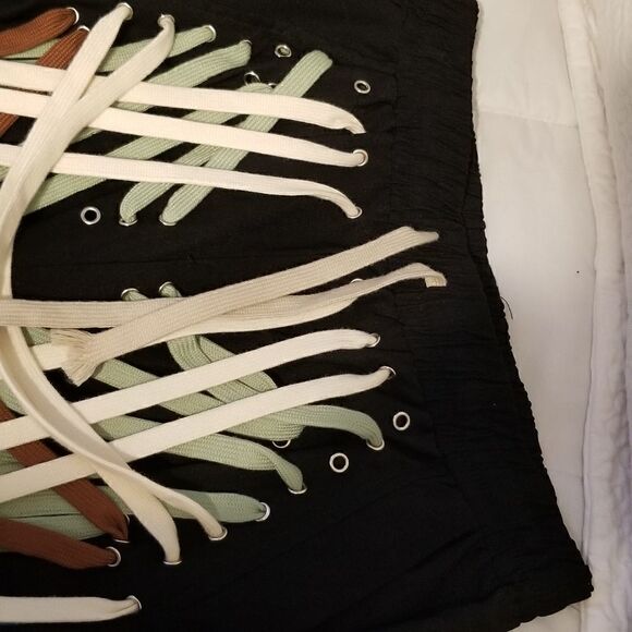 Unusual unique corset black trousers pants medium NWOT - Picture 4 of 15